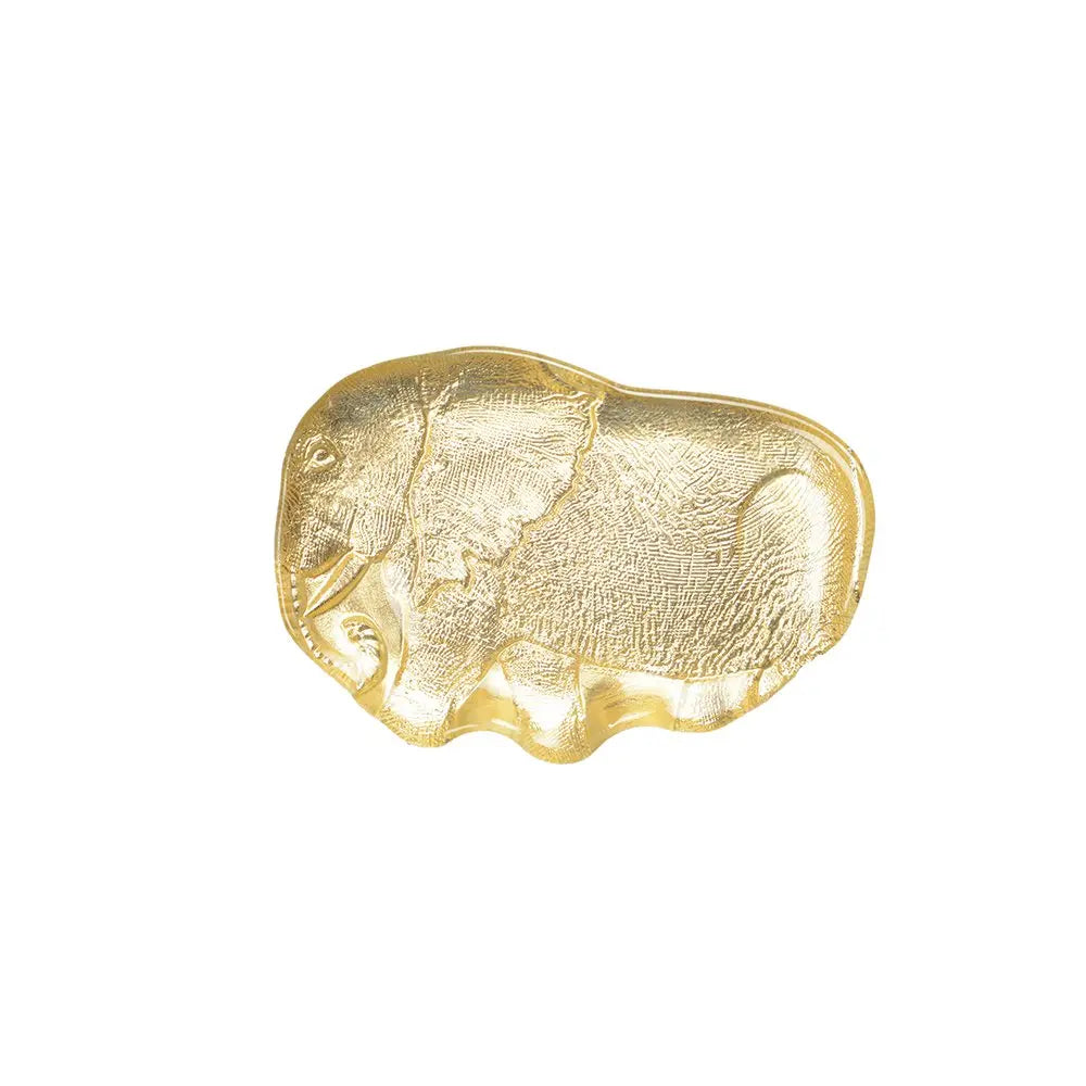 Coupelle en verre dorée éléphant craquelée 15x22x2cm AULICA