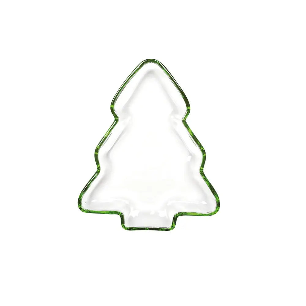 Coupelle en verre sapin bord vert 20x17x2.5cm AULICA