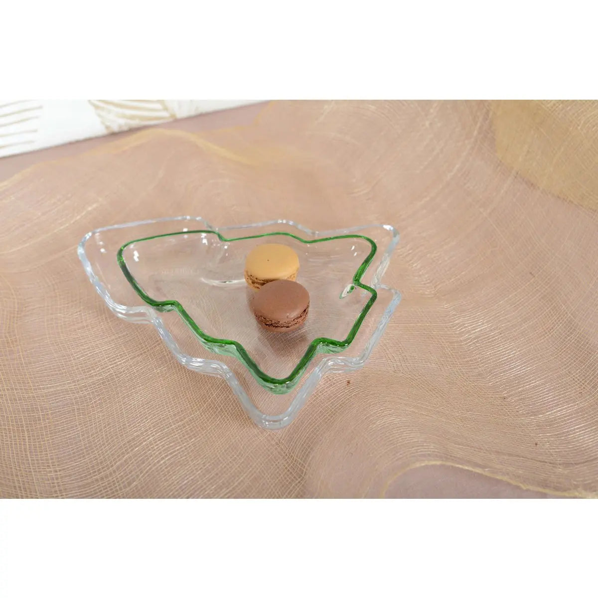 Coupelle en verre sapin bord vert 20x17x2.5cm AULICA