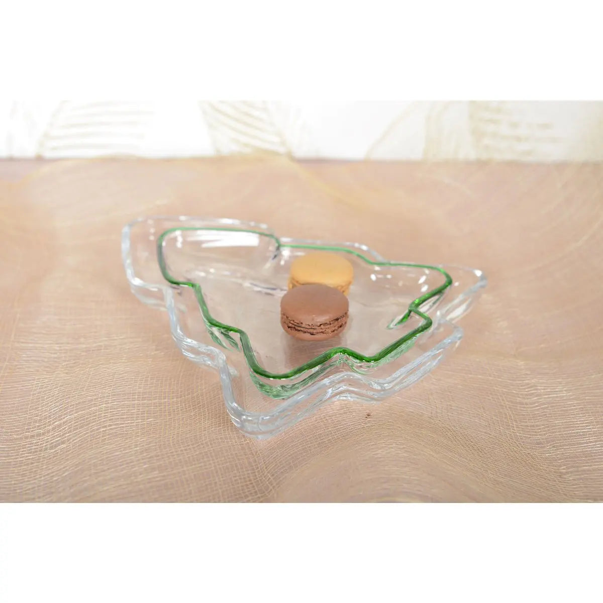 Coupelle en verre sapin bord vert 20x17x2.5cm AULICA
