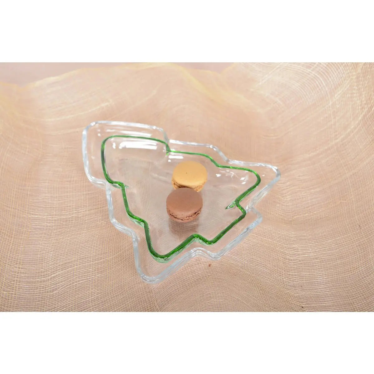 Coupelle en verre sapin bord vert 20x17x2.5cm AULICA