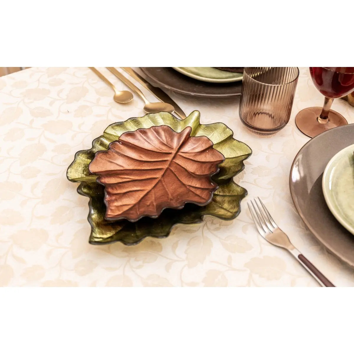 Coupelle feuille verte 23x28x3.5cm AULICA