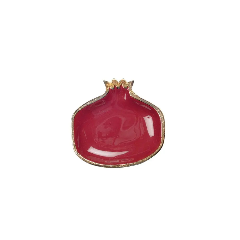 Coupelle grenade rouge avec bords dorés 11x11x1.5cm AULICA