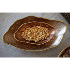 Coupelle ovale marron bord doré 23x13cm AULICA