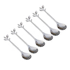 Cuillères à dessert feuilles assorties argent - lot de 6 AULICA