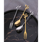 Cuillères à dessert feuilles assorties argent - lot de 6 AULICA