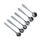 Cuillères à dessert fleurs assorties noires - lot de 6 AULICA