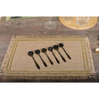 Cuillères à dessert fleurs assorties noires - lot de 6 AULICA