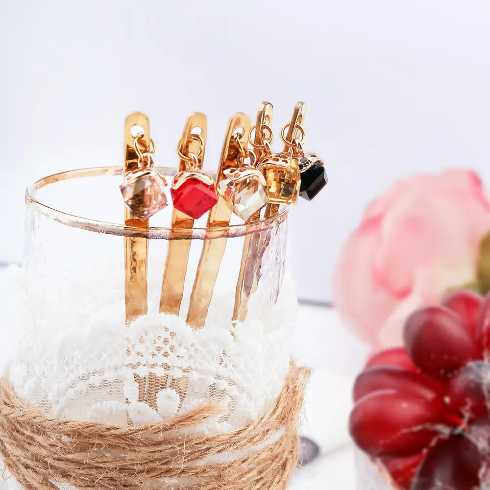 Cuillères dorées avec diamants multi couleurs - lot de 6 AULICA