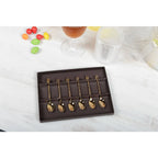 Cuillères moka grain de café dorées avec boîte - lot de 6 AULICA