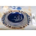 Dessous d'assiette en toile de jute raye beige et bleu AULICA