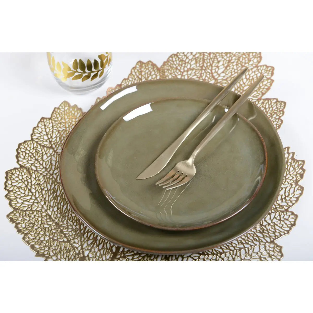 Dessous d'assiette feuille chêne doré AULICA