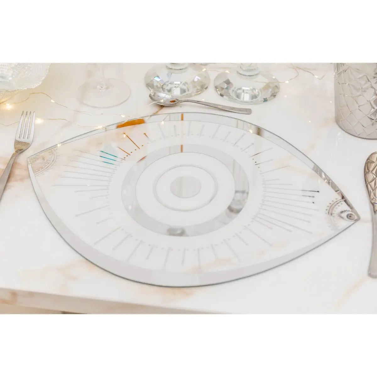 Dessous d'assiette œil en verre transparent 43x33cm AULICA