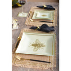 Dessous d'assiette rectangulaire en toile de jute doré AULICA