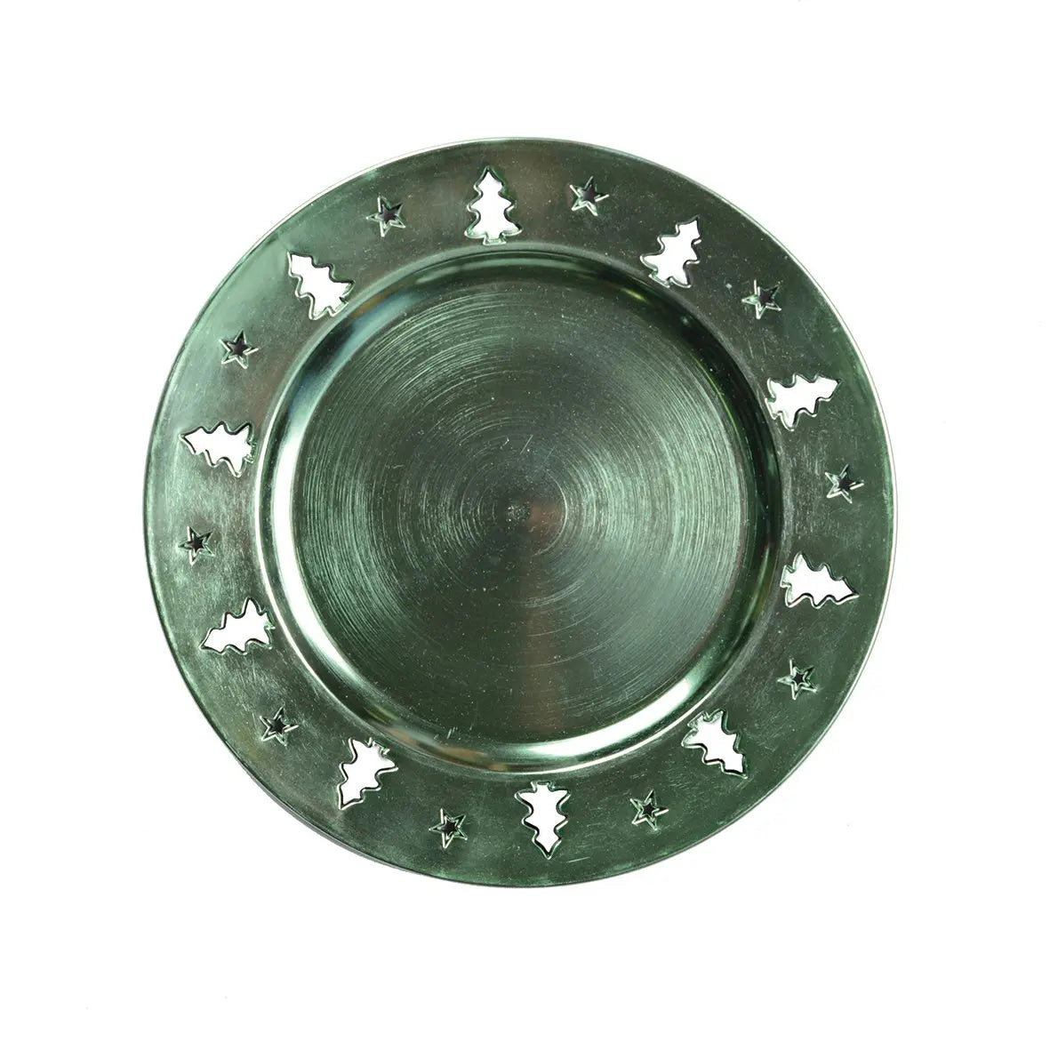 Dessous d'assiette vert brillant décor sapin AULICA