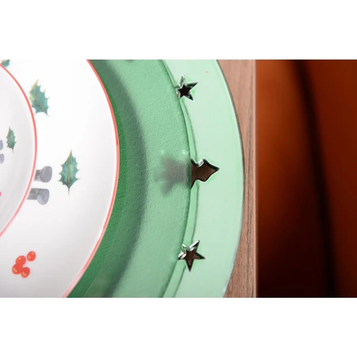 Dessous d'assiette vert brillant décor sapin AULICA