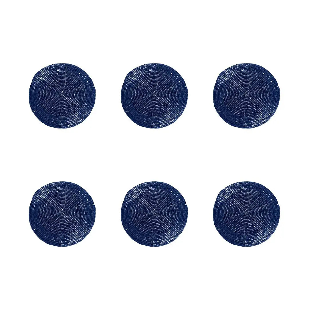 Dessous de verre perle bleu foncé - lot de 6 AULICA