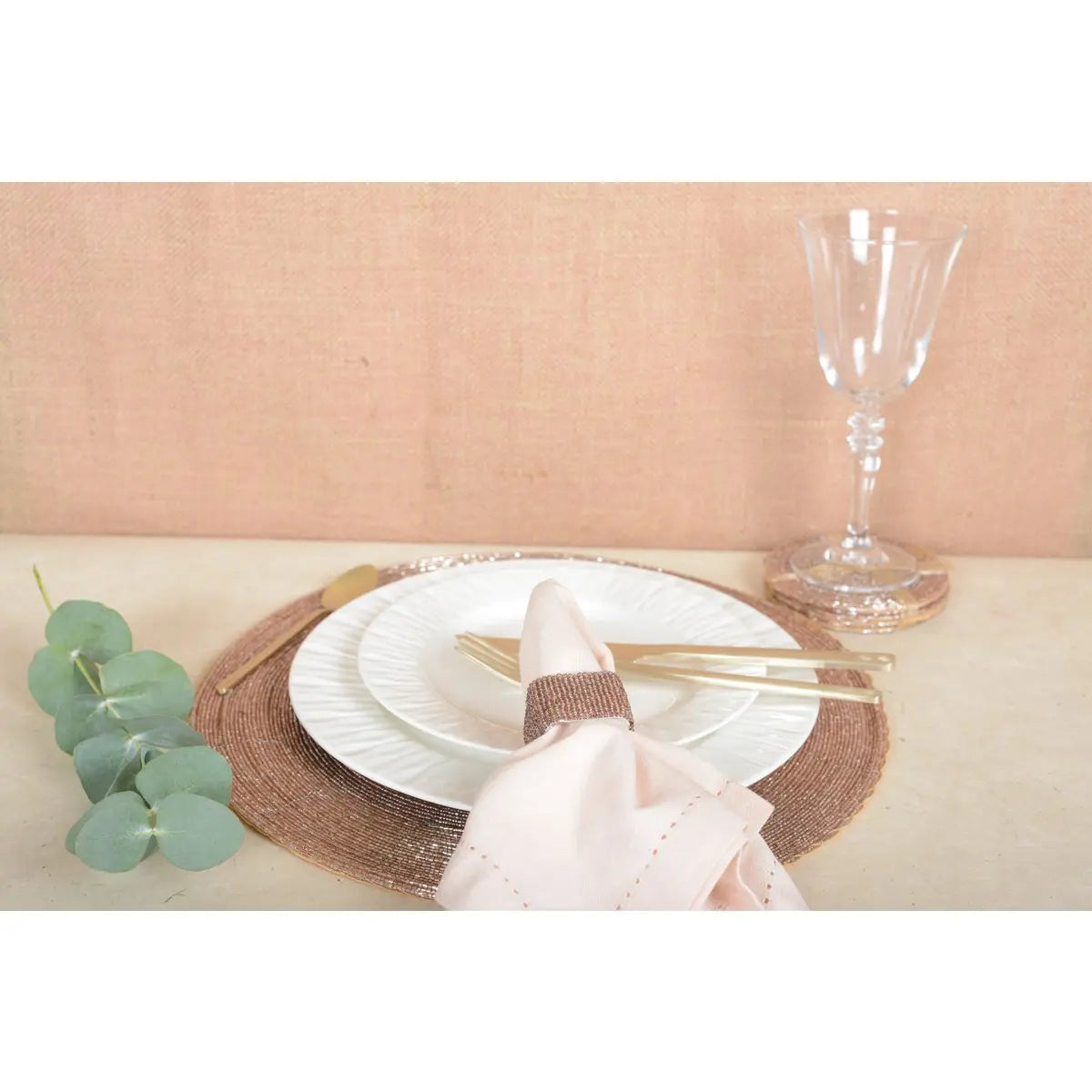 Dessous de verre perle pêche - lot de 6 AULICA