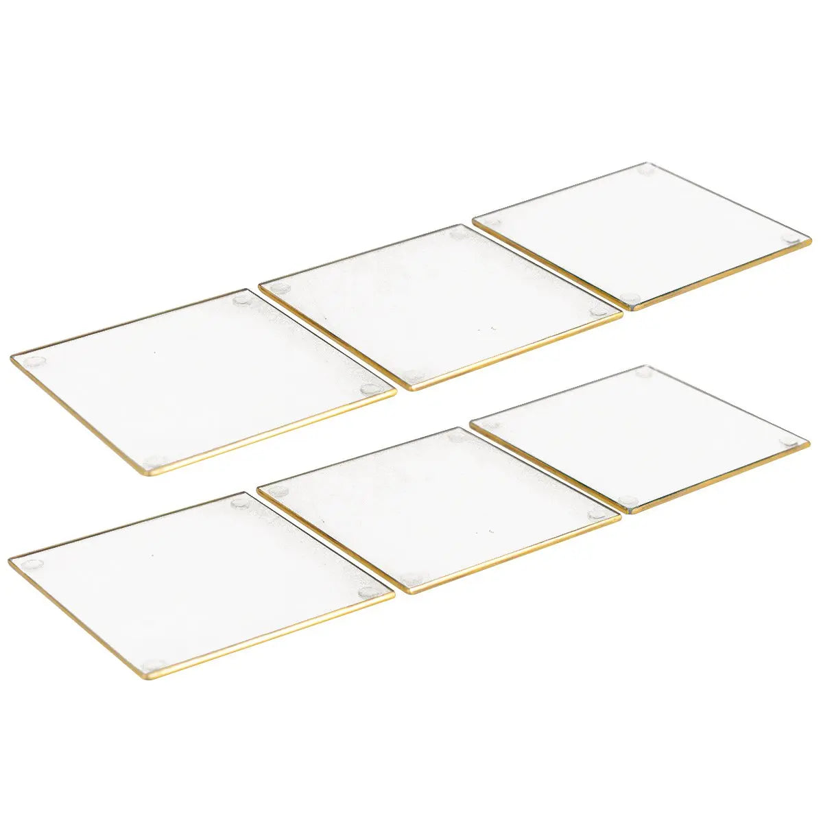 Dessous de verres carrés avec bord doré - lot de 6 AULICA