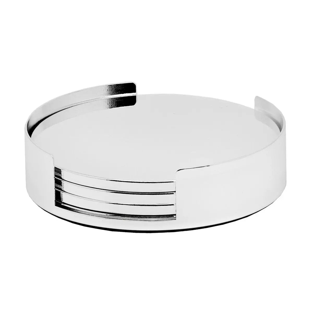 EDZARD Lot de 4 dessous de verre Due avec support, diamètre 9 cm, argenté, résistant au ternissement EDZARD-SHOP.com