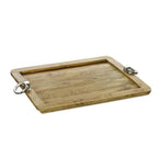 EDZARD Plateau de service Osgard, rectangulaire, teck avec poignées en acier inoxydable, 61 x 44 cm EDZARD-SHOP.com