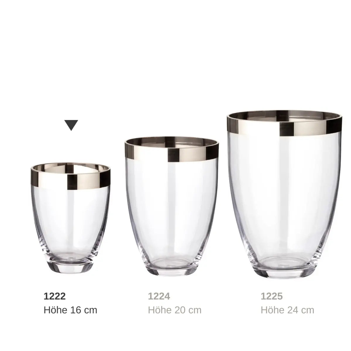 EDZARD Vase Charlotte, verre cristal soufflé à la bouche avec bord en platine, hauteur 16 cm, diamètre 12 cm EDZARD-SHOP.com