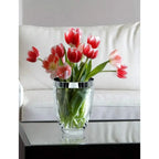 EDZARD Vase Charlotte, verre cristal soufflé à la bouche avec bord en platine, hauteur 16 cm, diamètre 12 cm EDZARD-SHOP.com