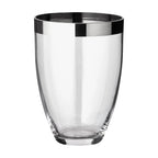 EDZARD Vase Charlotte, verre cristal soufflé à la bouche avec bord en platine, hauteur 20 cm, diamètre 15 cm EDZARD-SHOP.com