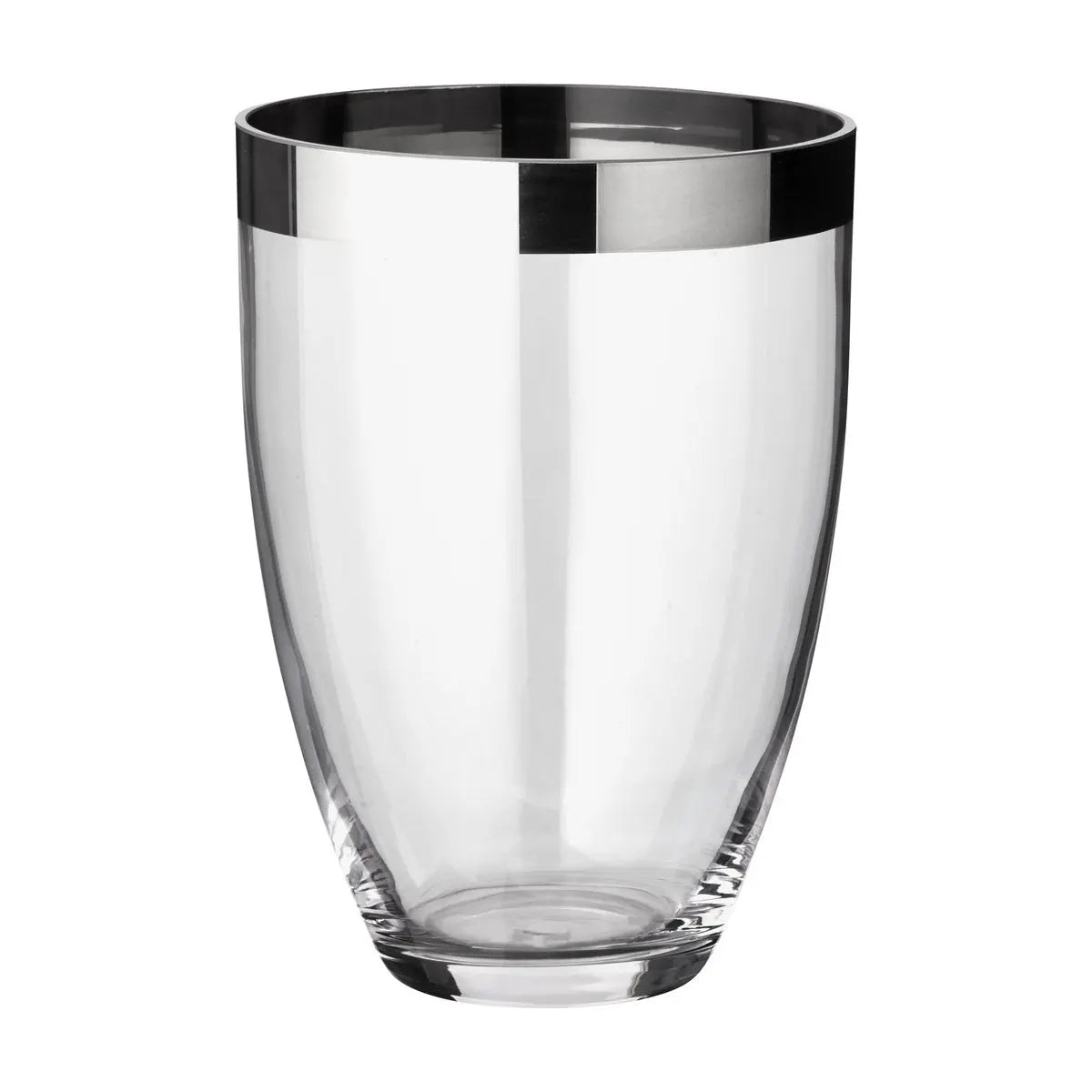 EDZARD Vase Charlotte, verre cristal soufflé à la bouche avec bord en platine, hauteur 20 cm, diamètre 15 cm EDZARD-SHOP.com