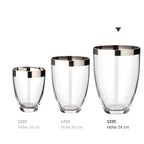 EDZARD Vase Charlotte, verre cristal soufflé à la bouche avec bord en platine, hauteur 24 cm, diamètre 19 cm EDZARD-SHOP.com