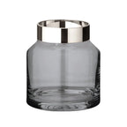 EDZARD Vase Gabi (Ø 17 cm, hauteur 19 cm), verre de cristal foncé soufflé à la bouche avec un bord en platine EDZARD-SHOP.com
