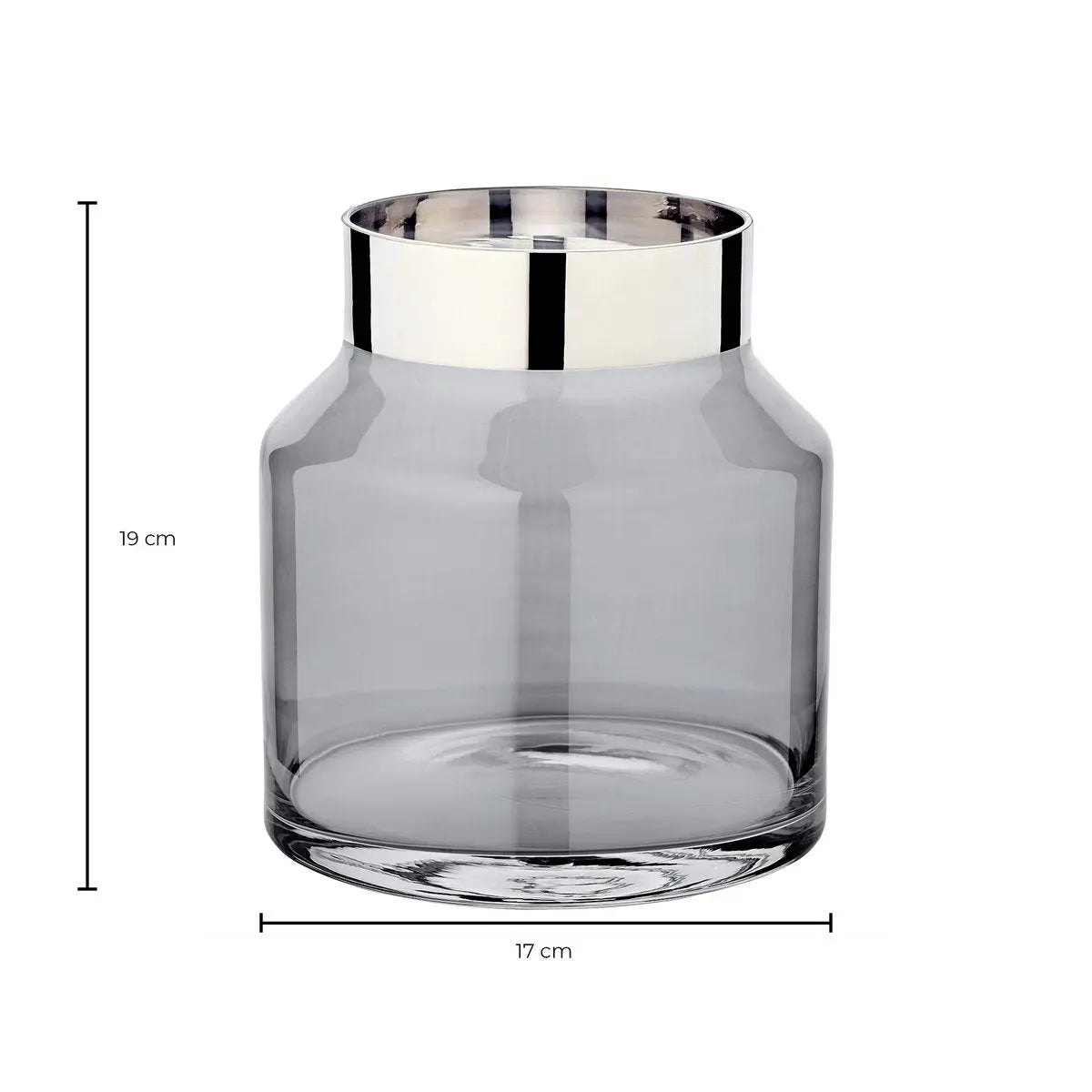 EDZARD Vase Gabi (Ø 17 cm, hauteur 19 cm), verre de cristal foncé soufflé à la bouche avec un bord en platine EDZARD-SHOP.com