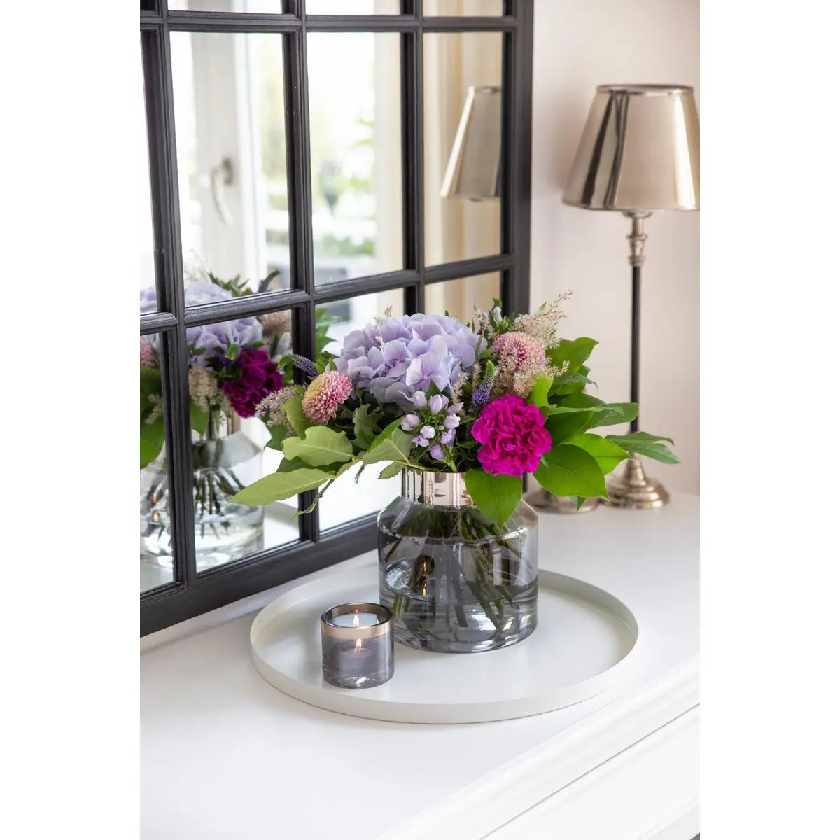 EDZARD Vase Gabi (Ø 17 cm, hauteur 19 cm), verre de cristal foncé soufflé à la bouche avec un bord en platine EDZARD-SHOP.com