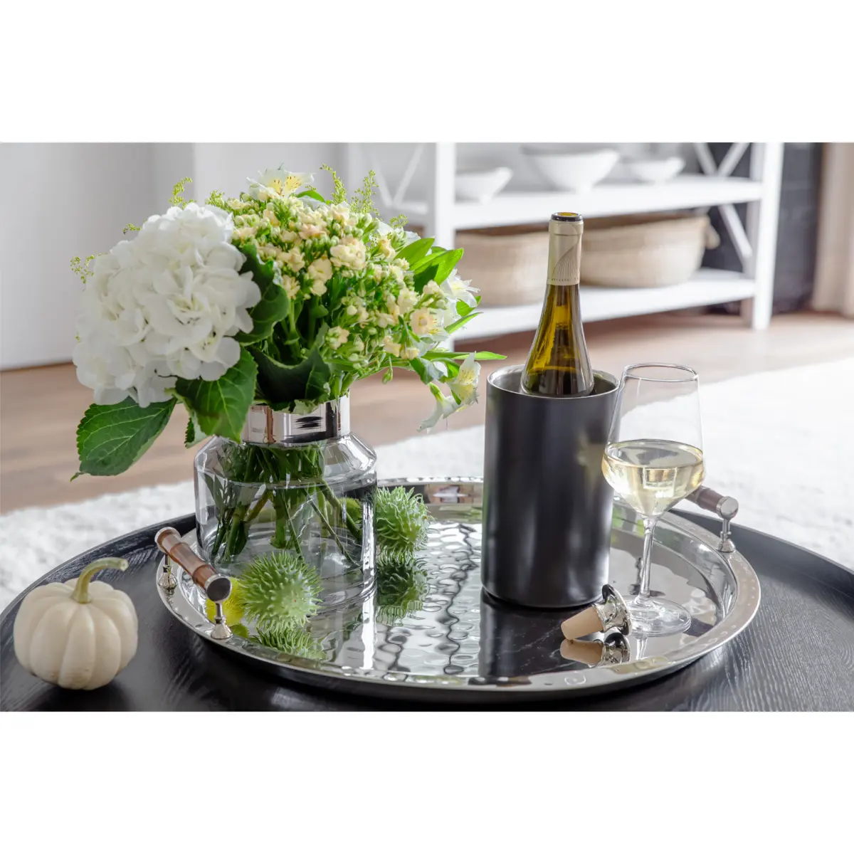 EDZARD Vase Gabi (Ø 17 cm, hauteur 19 cm), verre de cristal foncé soufflé à la bouche avec un bord en platine EDZARD-SHOP.com