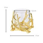 EDZARD Wind light Kingston, design bois de cerf, aluminium, couleur or, avec verre, hauteur 15 cm, ø 19 cm EDZARD-SHOP.com