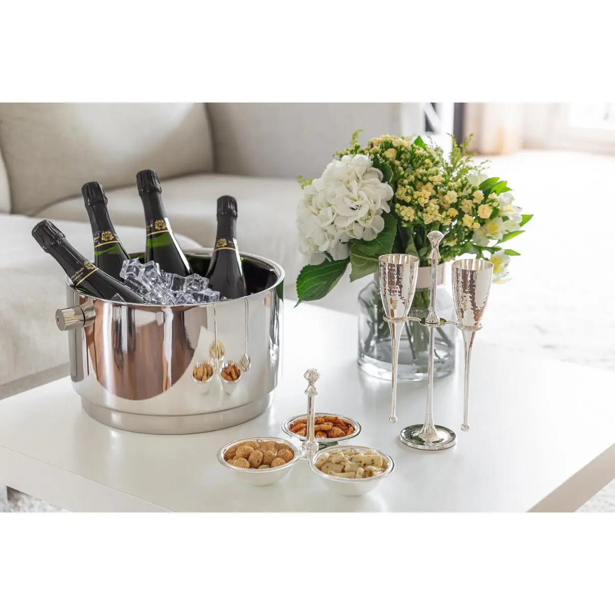 EDZARD bol triplet bol triple bol snack Perla, argent massif, diamètre 21 cm EDZARD-SHOP.com