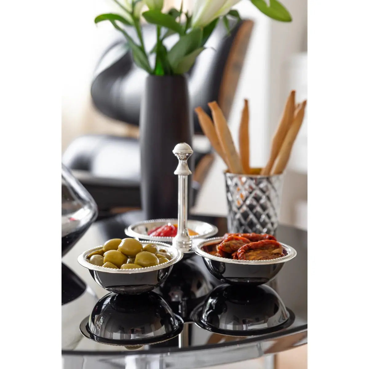 EDZARD bol triplet bol triple bol snack Perla, argent massif, diamètre 21 cm EDZARD-SHOP.com