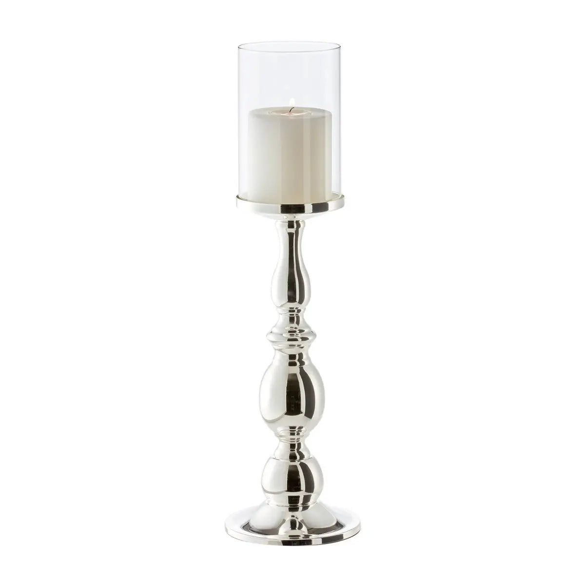 EDZARD lanterne Mascha, noble argenté, résistant au ternissement, hauteur 45 cm, pour bougies jusqu'à 10 cm de diamètre EDZARD-SHOP.com