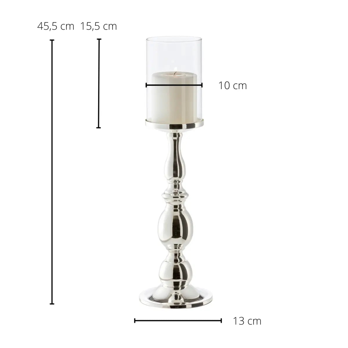 EDZARD lanterne Mascha, noble argenté, résistant au ternissement, hauteur 45 cm, pour bougies jusqu'à 10 cm de diamètre EDZARD-SHOP.com