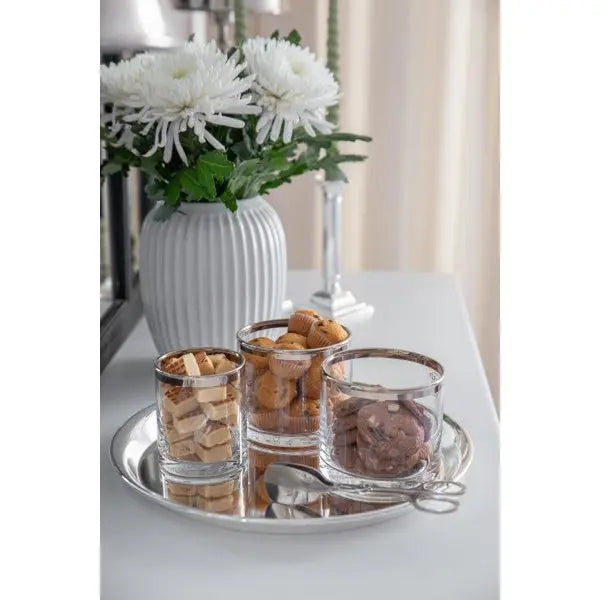 EDZARD lanterne Molly, verre en cristal soufflé à la bouche avec bord en platine, hauteur 10 cm, diamètre 11,5 cm EDZARD-SHOP.com