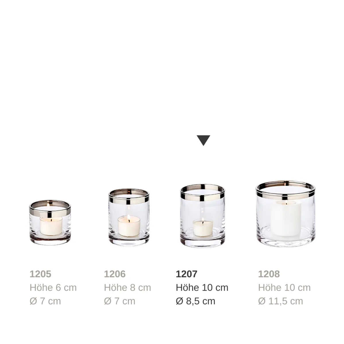 EDZARD lanterne Molly, verre en cristal soufflé à la bouche avec bord en platine, hauteur 10 cm, diamètre 8,5 cm EDZARD-SHOP.com