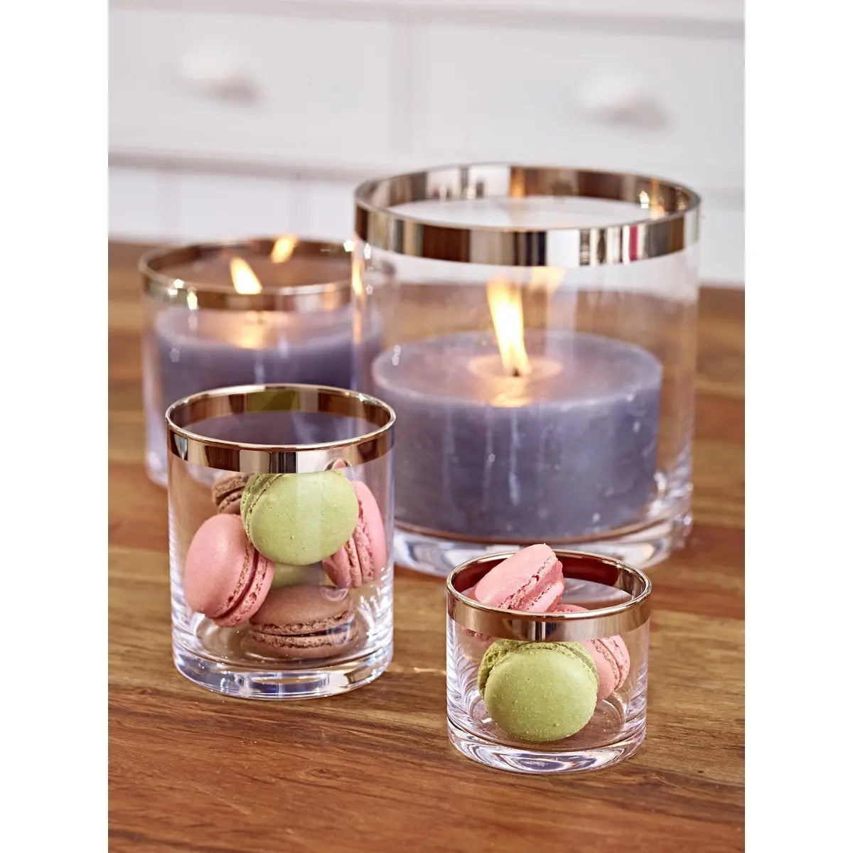 EDZARD lanterne Molly, verre en cristal soufflé à la bouche avec bord en platine, hauteur 10 cm, diamètre 8,5 cm EDZARD-SHOP.com