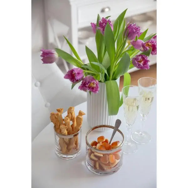 EDZARD lanterne Molly, verre en cristal soufflé à la bouche avec bord en platine, hauteur 10 cm, diamètre 8,5 cm EDZARD-SHOP.com