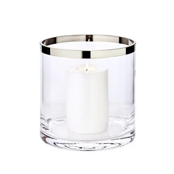EDZARD lanterne Molly, verre en cristal soufflé à la bouche avec bord en platine, hauteur 18 cm, diamètre 18 cm EDZARD-SHOP.com
