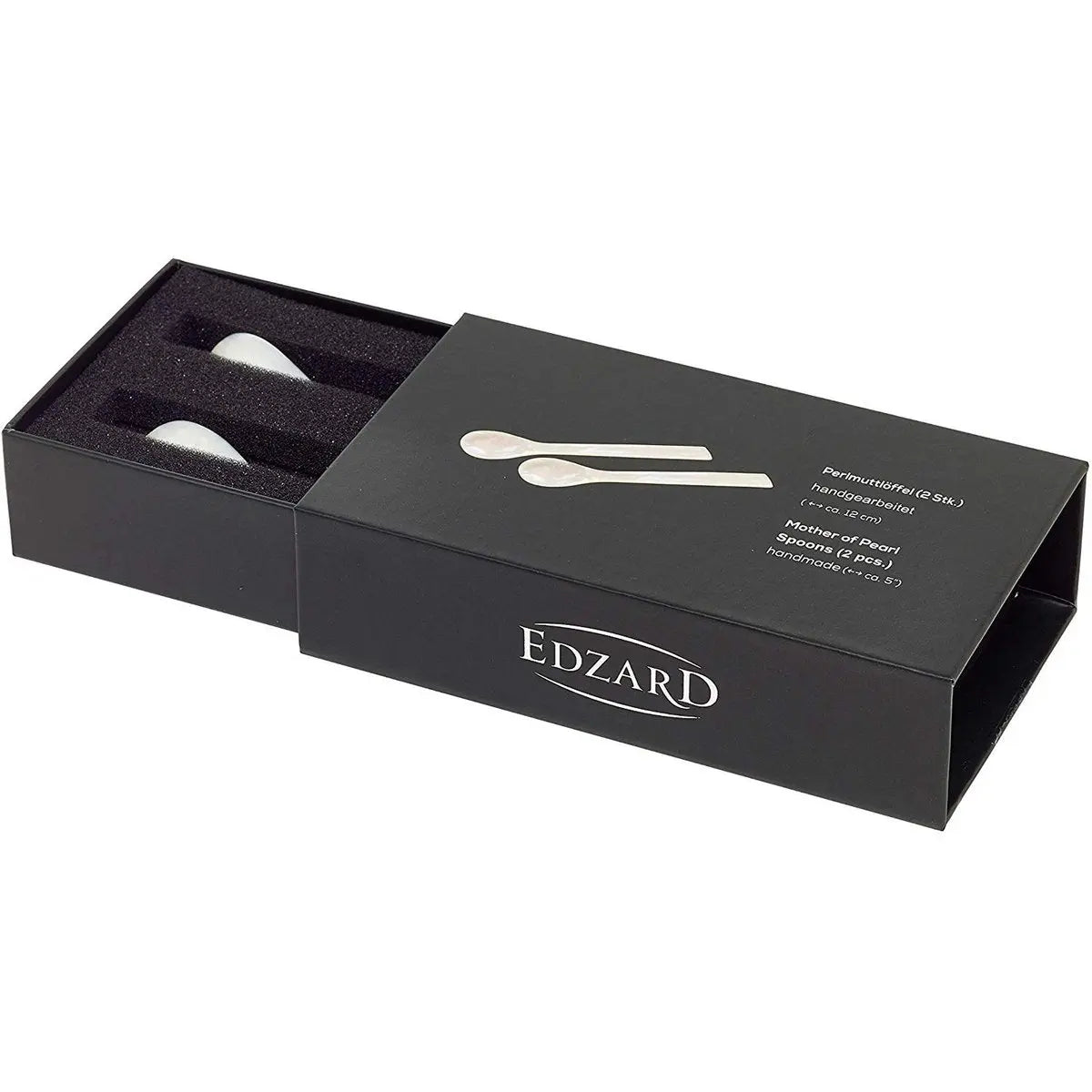 EDZARD lot de 2 cuillères en nacre cuillères à caviar cuillères à œufs, coins droits, longueur 11 cm EDZARD-SHOP.com