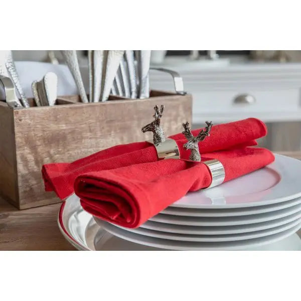 EDZARD lot de 2 ronds de serviette cerf, argenté, longueur 5 cm EDZARD-SHOP.com