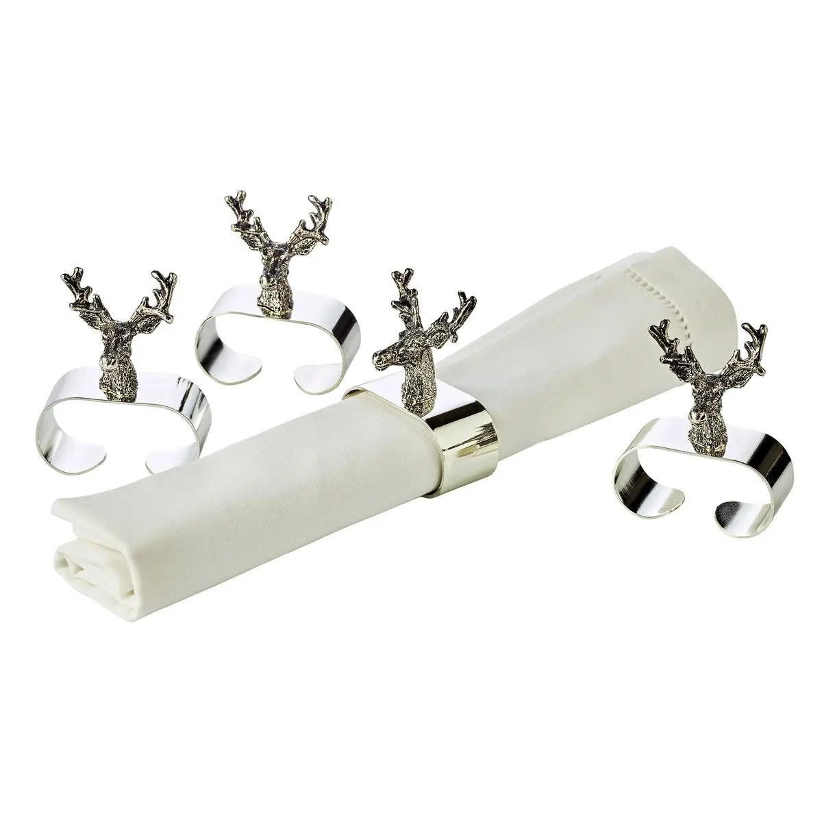 EDZARD lot de 4 ronds de serviette cerf, argenté, longueur 5 cm EDZARD-SHOP.com