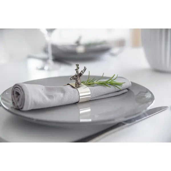 EDZARD lot de 4 ronds de serviette cerf, argenté, longueur 5 cm EDZARD-SHOP.com