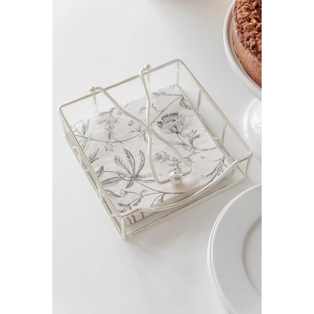 EDZARD porte-serviettes Atlas, pour serviettes en papier, noble argenté, résistant au ternissement, 19 x 19 cm EDZARD-SHOP.com
