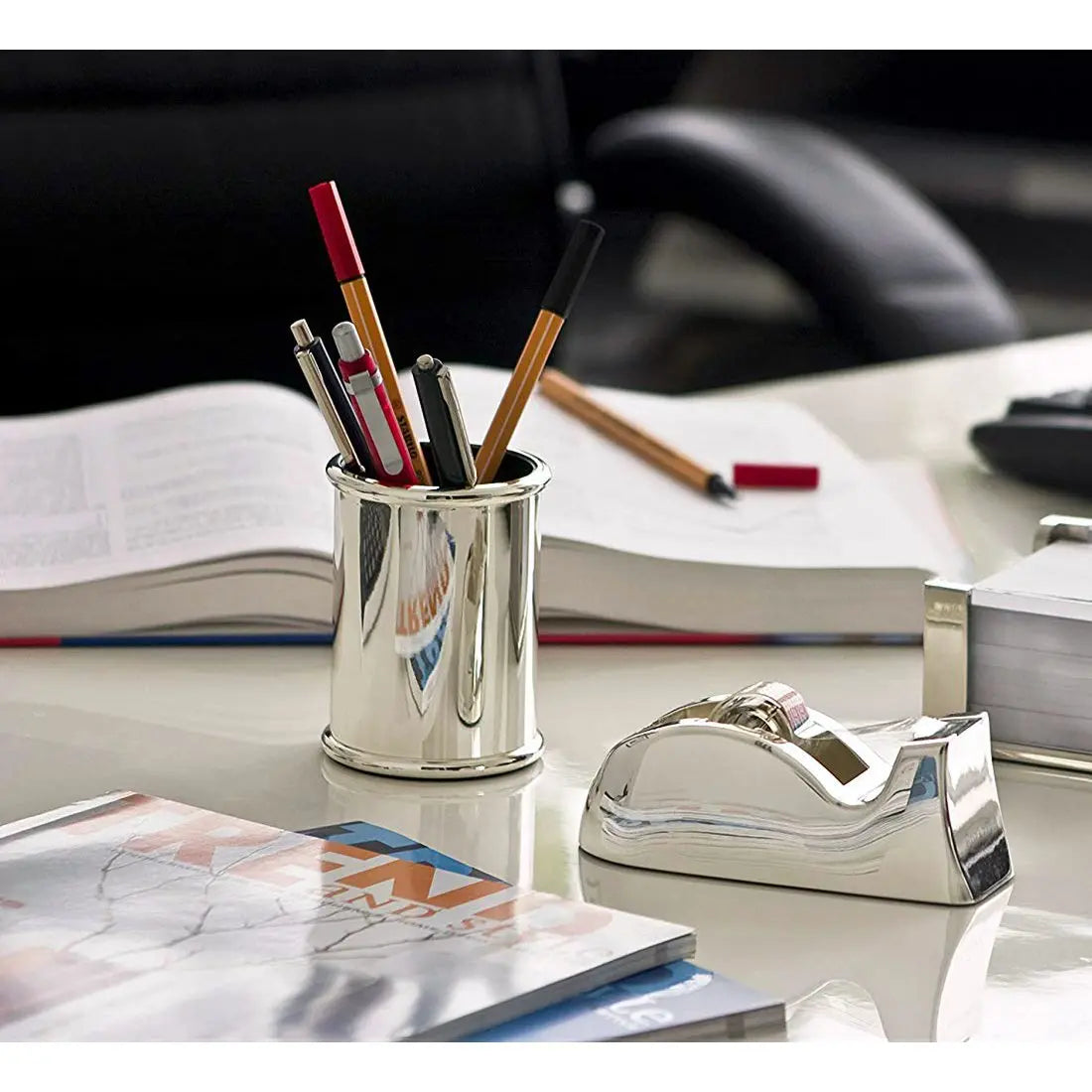 EDZARD porte-stylo, porte-stylo Carlton, argenté, résistant au ternissement, hauteur 9 cm EDZARD-SHOP.com